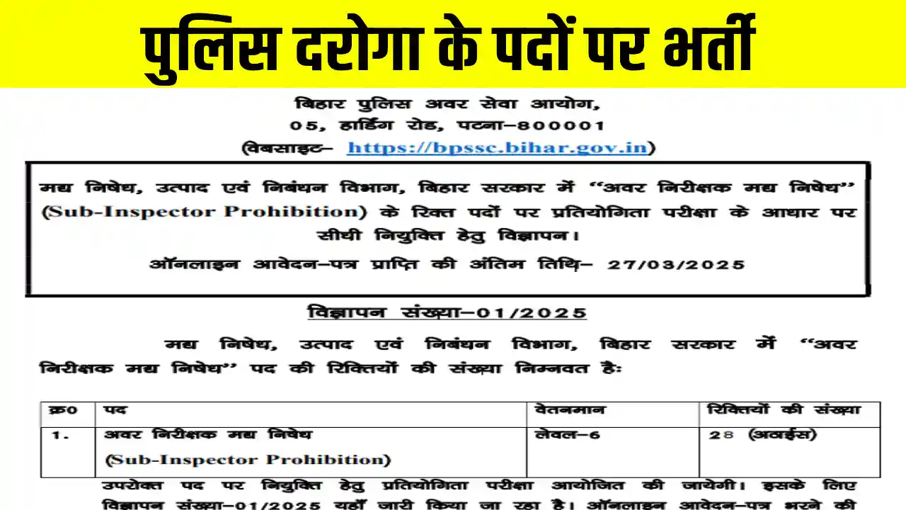 Sub inspector recruitment